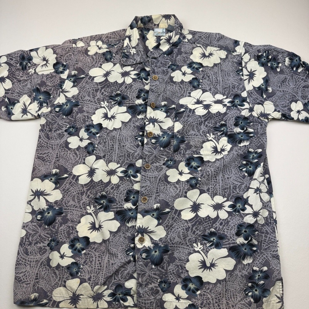 VTG OP Ocean Pacific Hawaiian Shirt Men Large Multicolor Cotton Floral Button-Up